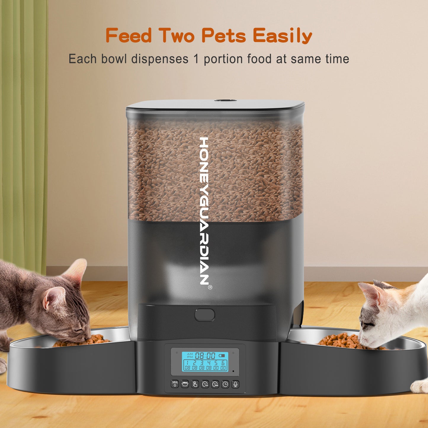 Automatic Pet Feeder with (2 Bowls) WIFI - HoneyGuaridan