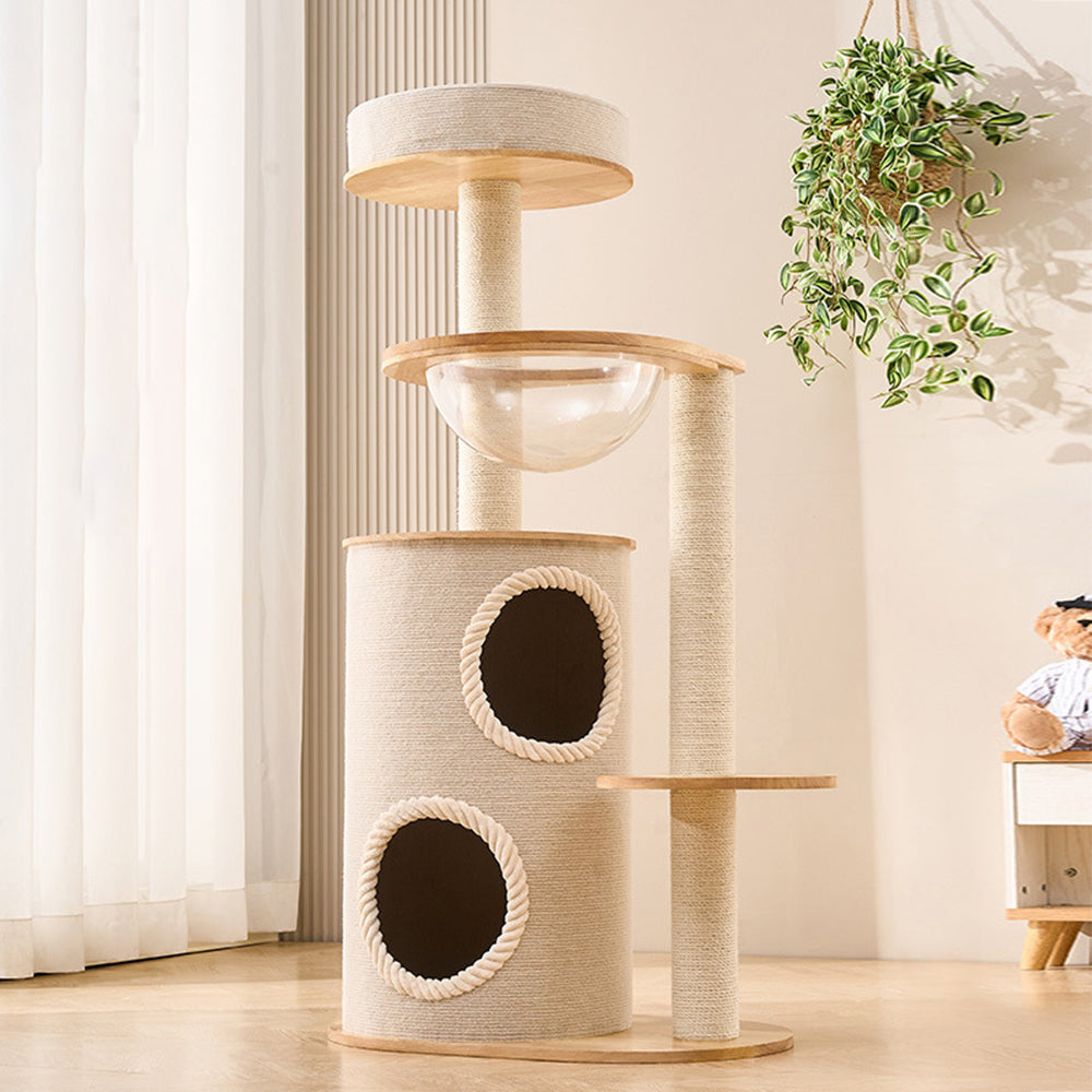Luxury Large Wooden Cat Tree-with Tunnel