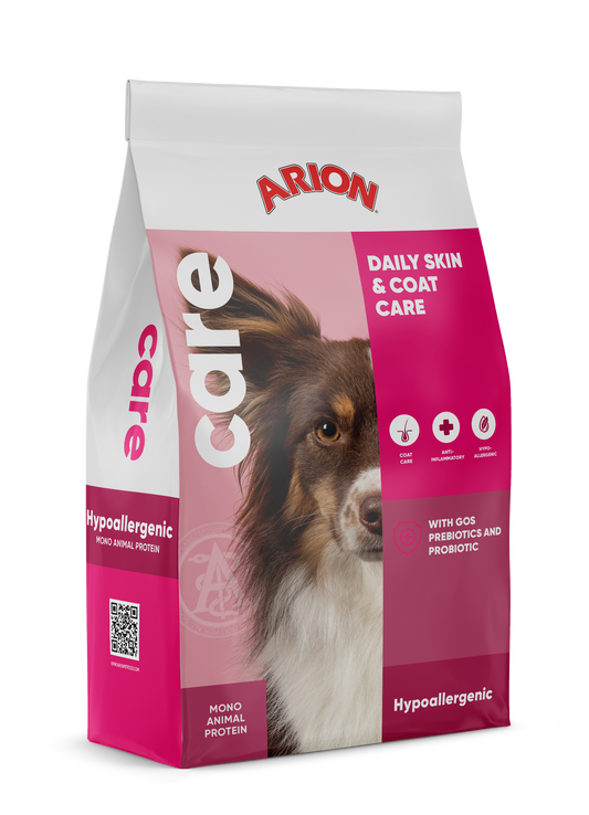 ARION Care Hypoallergenic — მგრძნობიარე კანისა და საკვების მიმართ ალერგიისადმი მიდრეკილი ძაღლებისთვის (2კგ)