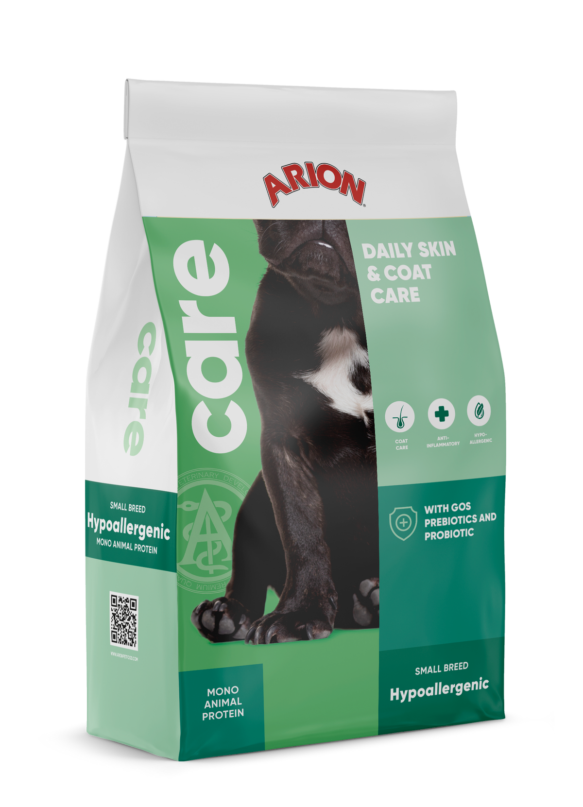 ARION Care Hypoallergenic Small Breed — მგრძნობიარე კანისა და ალერგიისადმი მიდრეკილი მცირე ჯიშის ძაღლებისთვის (2კგ)