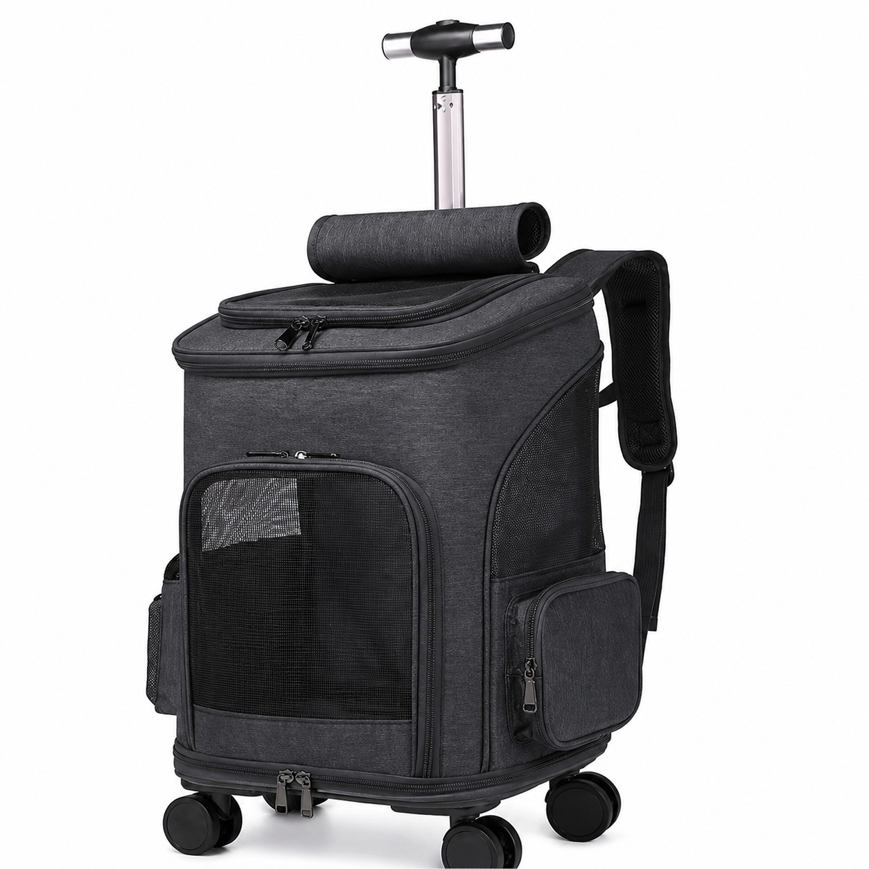 Luxury Wheeled Pet Carrier Backpack & Travel Trolley