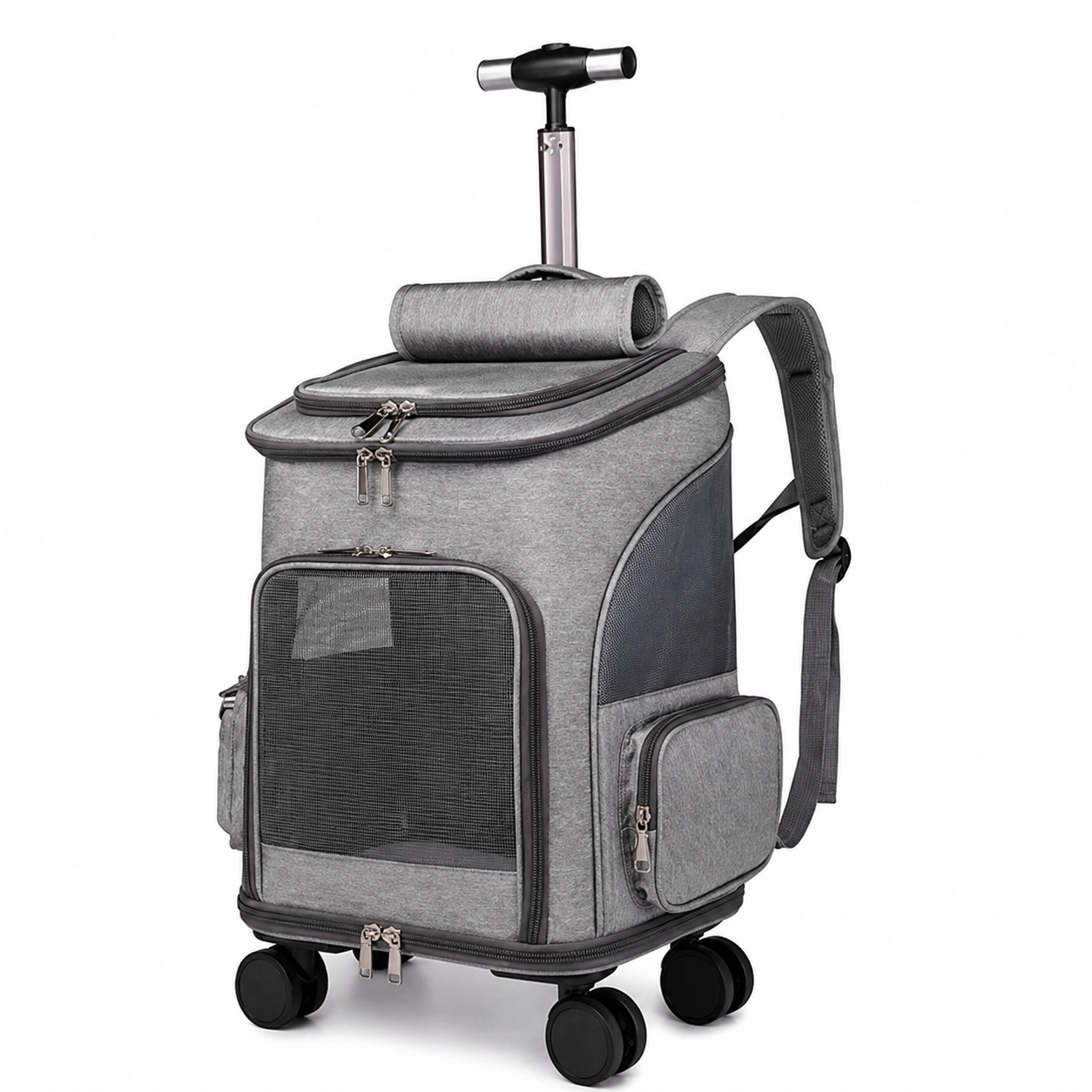 Luxury Wheeled Pet Carrier Backpack & Travel Trolley