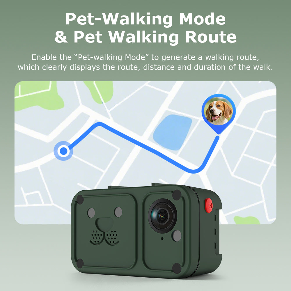 4G GPS ტრეკერი შინაური ცხოველებისთვის 1080P HD კამერით – მწვანე / ყვითელი