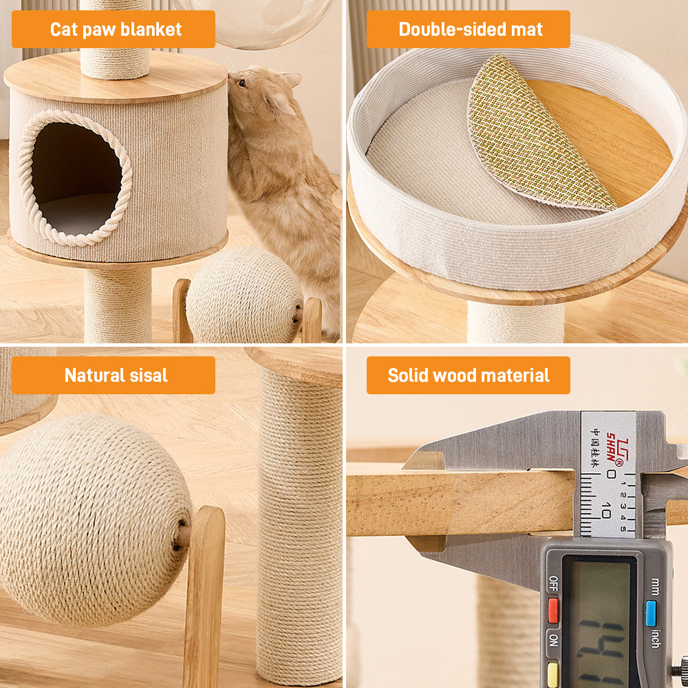 Luxury Large Wooden Cat Tree-with Tunnel