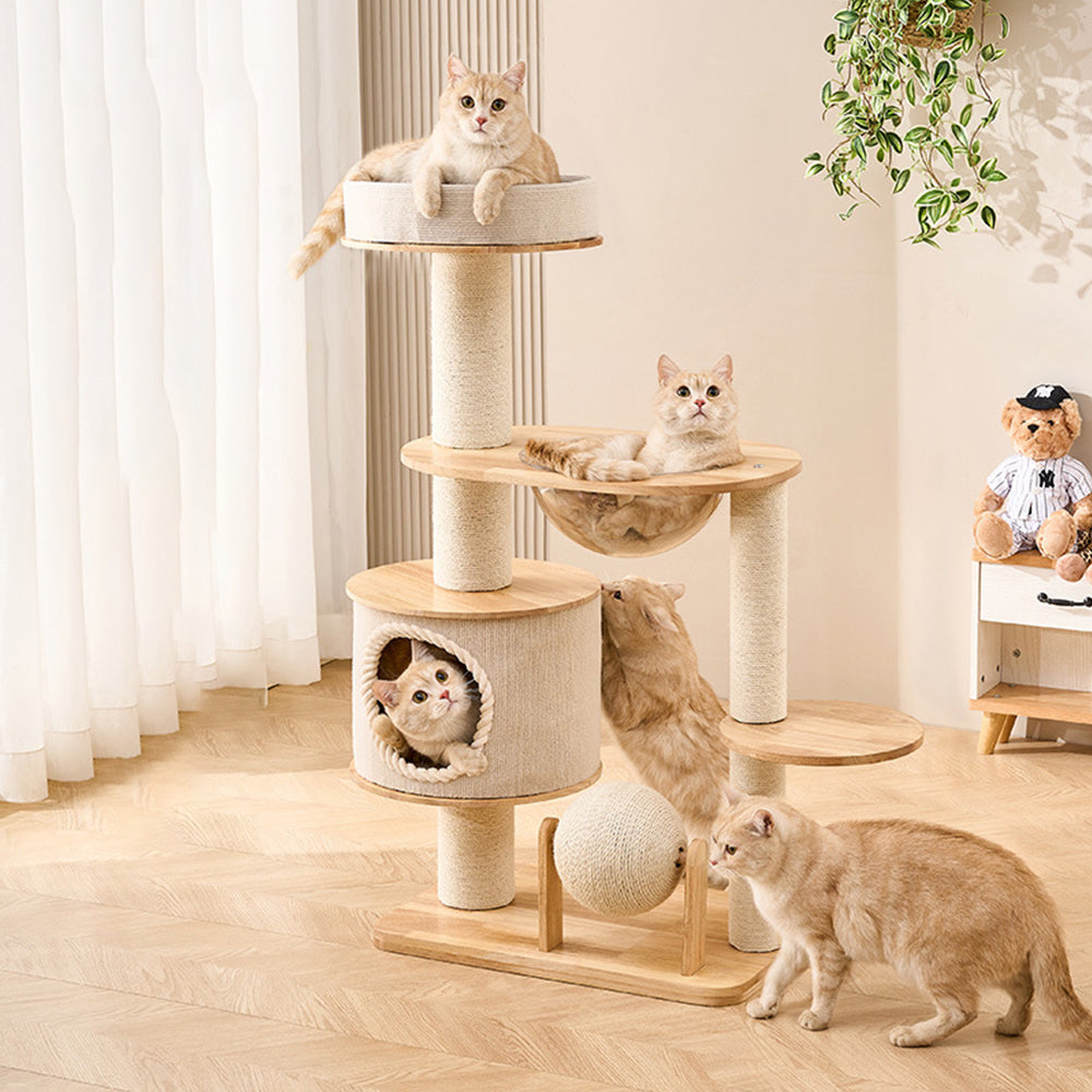 Luxury Large Wooden Cat Tree-with scratcher ball