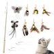 Eco-Friendly Cat Teaser Wand with Natural Feather Refills (6 pcs)