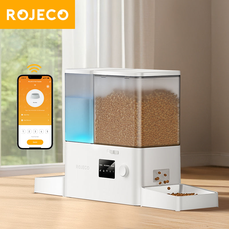 2 in 1 / 8.5 L Wi-Fi Automatic Pet Feeder with Gravity Water Dispenser- ROJECO