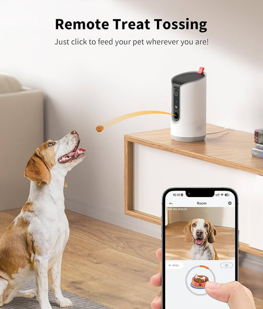 Pet Camera Treat Dispenser for cats and dogs-Tkenpro